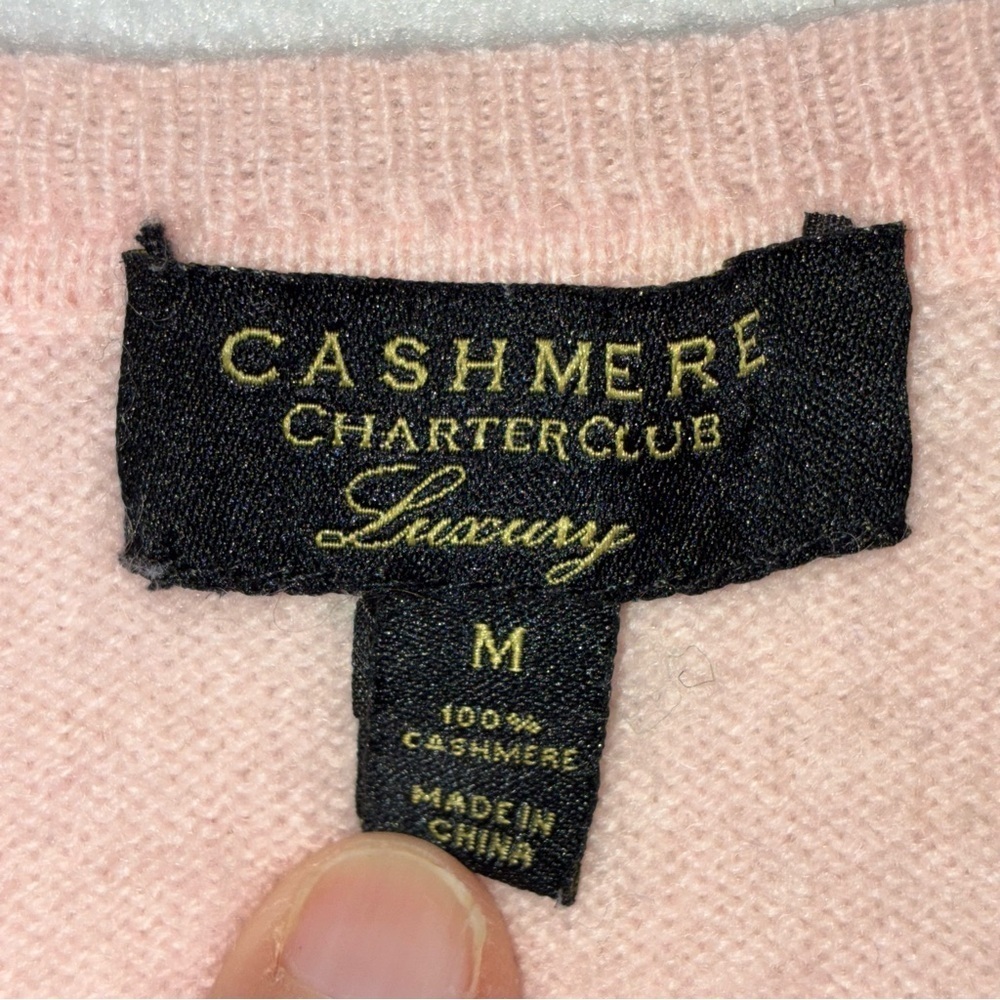 100% Cashmere Sweater Medium Soft Pink Classic Preppy Charter Club Clean Girl - Picture 5 of 6
